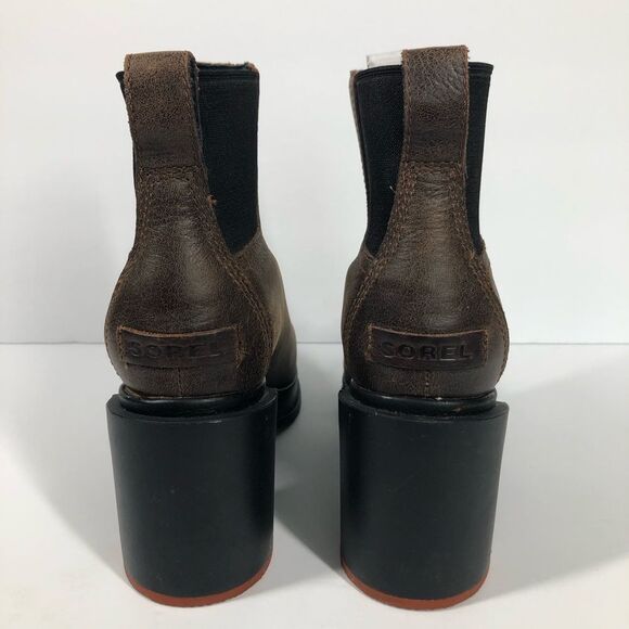 Sorel Womens Blake Chelsea Brown Leather Ankle Booties Size 7 Block Heel Boots - Picture 9 of 12